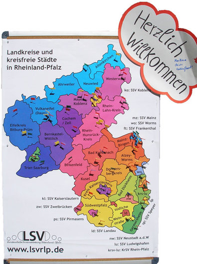 Rheinland Pfalz Kreise Karte - canvas-herpity